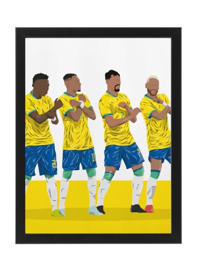 Buy Brazil Football Team "Selecao" - Lucas Paqueta, Raphinha, Vinicius Jr, Neymar Poster with Frame 30x40cm in UAE