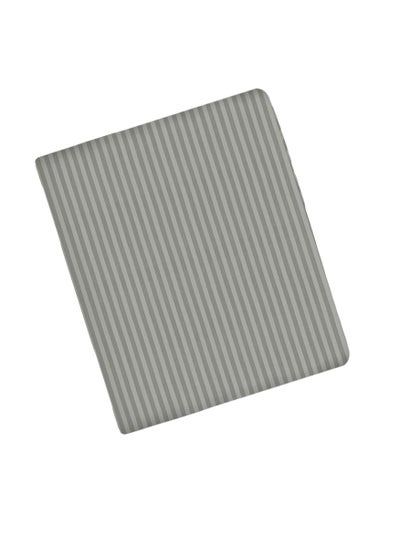 Buy Light Grey Cotton Single Striped Fitted Elastic Pack of 2 Bedsheet 100x200+15cm in UAE