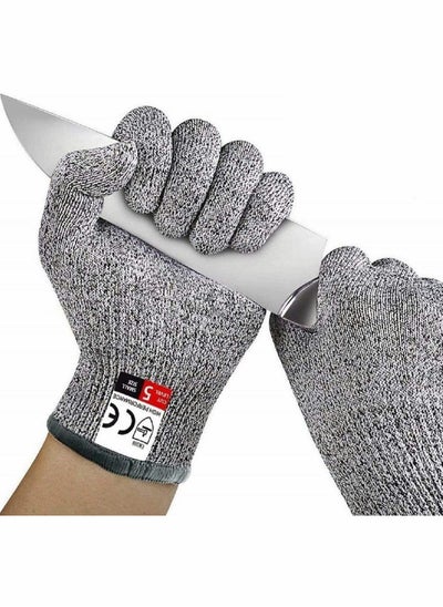 Buy Grey Cut Resistant Gloves for Food Preparation and Crafts Level 5 Protection for Both Hands 2 Pairs (M+L) in Saudi Arabia