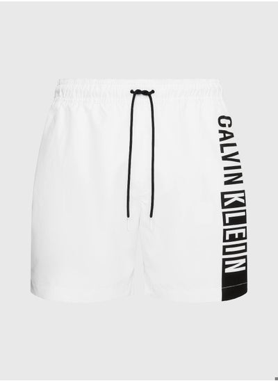 Buy Men's Medium Drawstring Swim Shorts - Intense Power -  medium length, White in Saudi Arabia