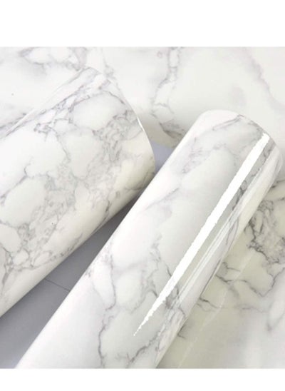 Buy 10m Marble Paper Granite Gray/White Wallpaper PVC in UAE