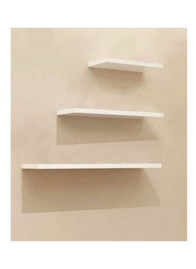 اشتري Floating shelves white wooden wall mounted rustic modern shelves set of 3 home bookshelves for living room, bedroom and bathroom في السعودية