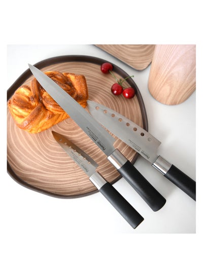 اشتري Fissman 3-Piece Knife Set Minamino Series, Slicing Knife 20cm, Santuko Knife 17cm, Utility Knife 13cm, Japanese 420J2 Stainless Steel, Double Sided Blade, with ABS Durable Handle, Lightweight في الامارات