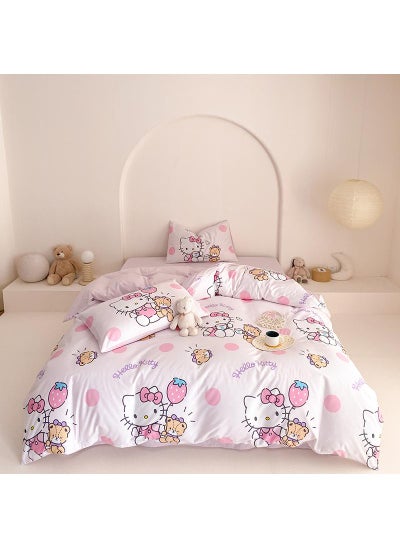 Buy 4-Piece Hello Kitty Cotton Comfortable Set Fitted Sheet Set Children'S Day Gift Birthday Gift in Saudi Arabia