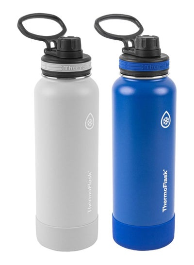 Buy Thermoflask Insulated Water Bottle 2 Pack, 40oz (Arctic White-Blue) in UAE