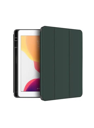 Buy Premium Leather iPad Case, Ultra-slim & Lightweight Design, Impact-Resistant, 360 Protection, Viewing & Typing Stand Mode with Pencil Slot Compatible For iPad 10.2" 2019 - Green in UAE