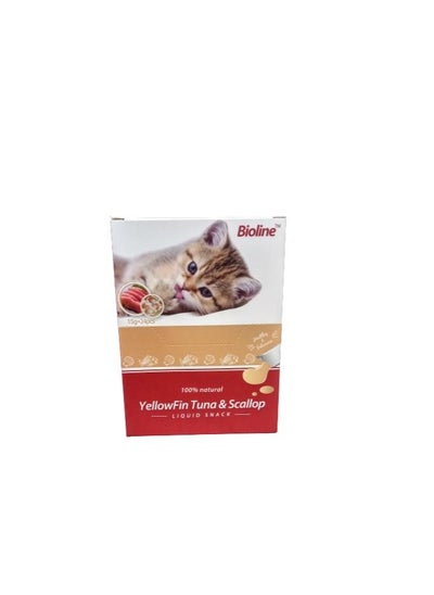 اشتري Bioline Yellowfin Tuna with Scllop Liquid Cat Treats في الامارات