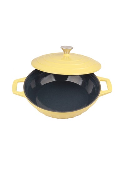 Buy Dutch Oven Shallow Casserole Braiser Pan 28cm-Yellow in UAE