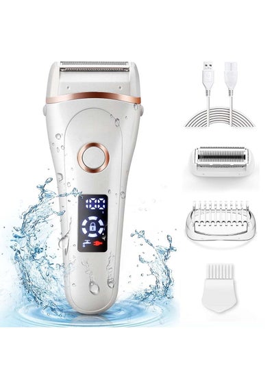 Buy Women Electric Shaver, 3 in 1 Wet & Dry Painless Hair Removal IPX6 Waterproof Lady Electric Razor, Cordless Facial Body Epilator for Bikini Legs Arm Forearms Underarm w/ 2 Changeable Trimmer Heads in UAE