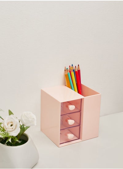 Buy Pink Stationery Storage Holder With Drawers in UAE