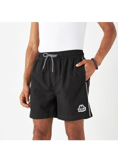 Buy Kappa Logo Detail Swim Shorts with Drawstring Closure and Pockets in UAE