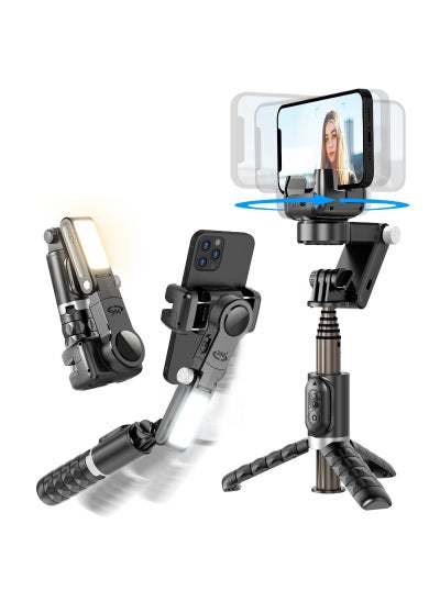 Buy Selfie Stick Gimbal Stabilizer Light Weight Auto Balance 1-Axis Stabilizer For Smartphones With 360° Face Tracking Tiktok Vlog Youtuber Live Video Recording in UAE