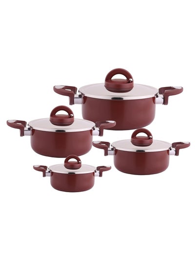 Buy Vitro Al Saif 8 Piece Cookware Set, Red/Silver in Saudi Arabia