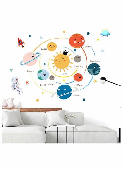 اشتري Planets Wall Sticker Solar System Wall Decals Children Wall Décor Removable Art Decor Space Decoration for Boys Girls Bedroom Wall Decals في الامارات