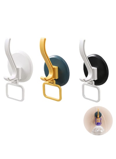 اشتري Self Adhesive Hooks Heavy Duty  Bathroom Door Hooks Office Home Kitchen Stick on Hooks for Hanging Coats Towels Keys Waterproof, No Drill Glue Needed   3 Pack White Blue Black في الامارات