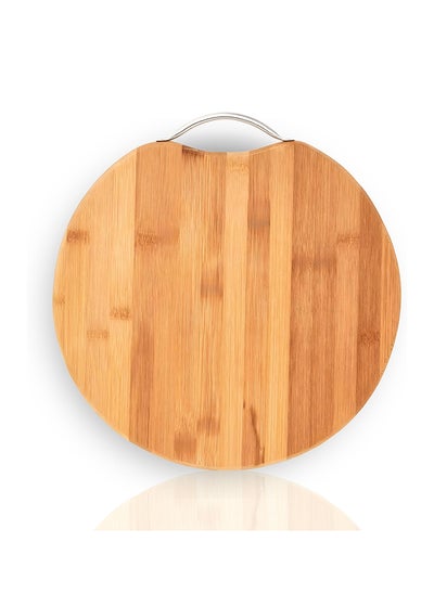 اشتري Wooden Chopping Board Bamboo Cutting Board ROUND Diameter 34cm x1.8 cm في الامارات