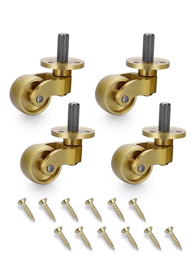 اشتري Threaded Stem Caster Wheels Swivel Casters, Universal Brass Caster Stems 360 Degree Rotation Casters, Metal Caster Replacements for Furniture Trunk Box Trolley Cabinet Coffee Table (Pack of 4) في الامارات