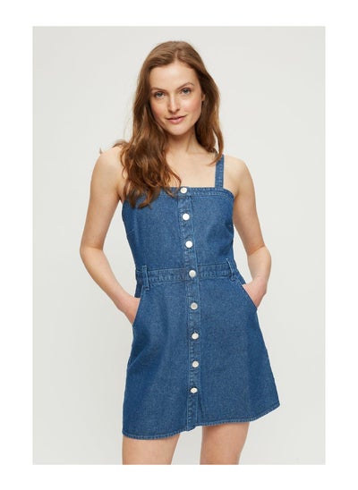 اشتري Denim Blue Casual Pinny Dress في الامارات