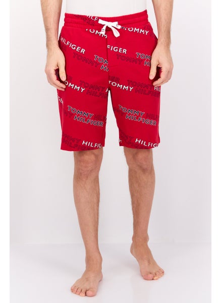 اشتري Men Brand Logo Drawstring Pajama Bottom, Red Combo في الامارات