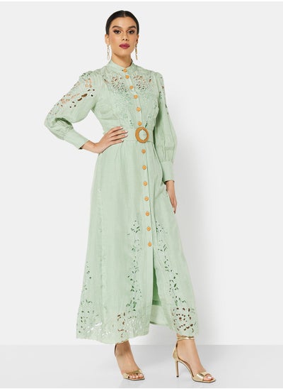 Buy Belted Maxi Shirt Dress in Saudi Arabia