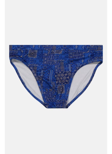 Buy Men Allover Print Pull-On Swim Brief, Blue in UAE