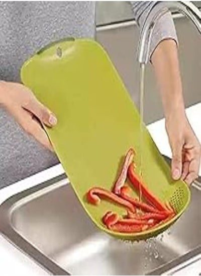 Buy Cutting Board With Integrated Strainer For Washing Vegetables And Fruits Chopped - Multi Color in Egypt