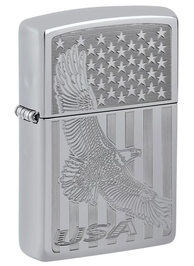 Buy Zippo AE400046 250 USA Flying Eagle High Polish Chrome Windproof Lighter in UAE