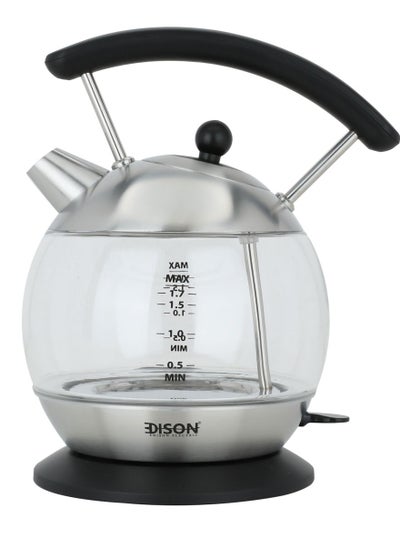 Buy Glass Kettle With Black Hand 1.7 Liter 2200W in Saudi Arabia