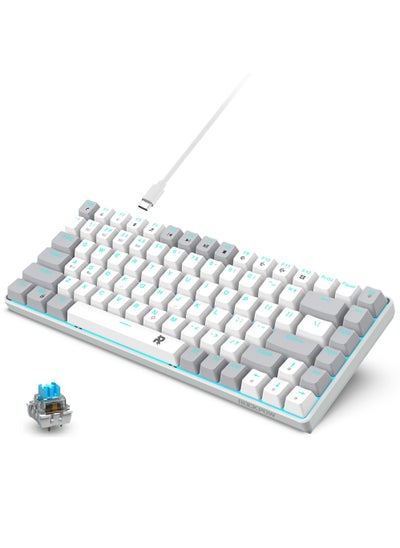 Buy ROCK POW 84 Keys Wired Mechanical Gaming Keyboard Ice Blue Backlit Ultra-Compact Waterproof Mini Compact Keyboard for PC/Mac Gamer Typist Easy Carry on Trip Blue Switch in UAE