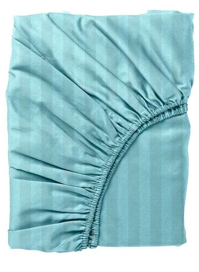 Buy Tulip (Sea Green) Single Size Fitted Sheet with 1 cm Satin Stripe (90 x 210 + 30 Cm-Set of 1 Pc) 100% Cotton, Soft and Luxurious Hotel Quality Bed linen-300 TC in UAE