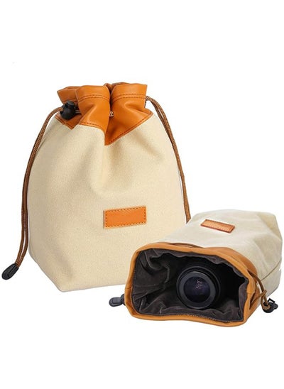 Buy Camera Bag Soft Drawstring Lens Bag, DSLR Shoulder Bag with Adjustable Strap Camera Gadget Bag, Lens Pouch Handbag, Portable Lightweight for Daily Photography Travel,Vintage Style (M) in UAE