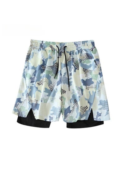 اشتري Fashionable Men's Double-Layer Quick Drying Beach Swimming Shorts في الامارات