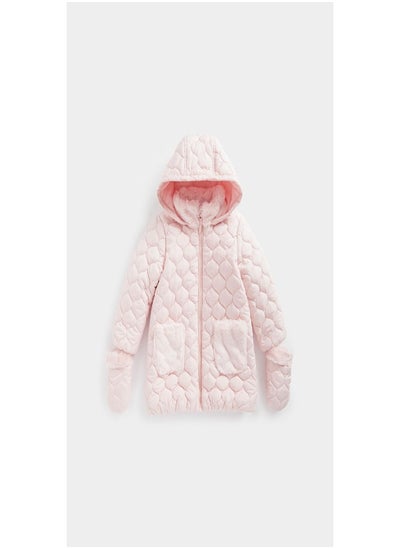 Buy Pink Quilted Coat and Mittens Set in UAE