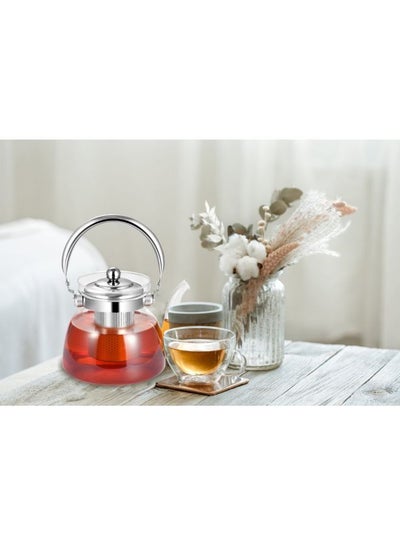 Buy Glass teapot with infuser and transparent lid 600ml in Saudi Arabia