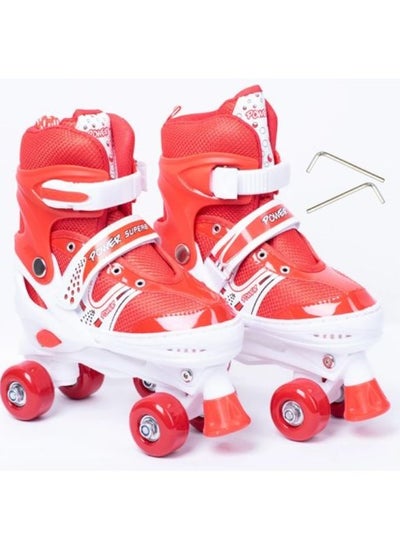 اشتري Kids Unisex Four Wheel Roller Skating Shoes, M (Size 35-38) - Red في السعودية