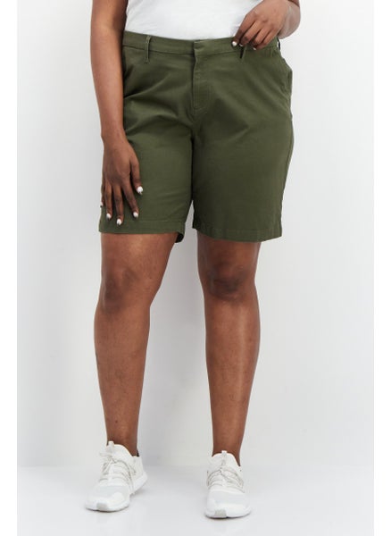 اشتري Women Plus Size Solid Basic Shorts, Olive في الامارات