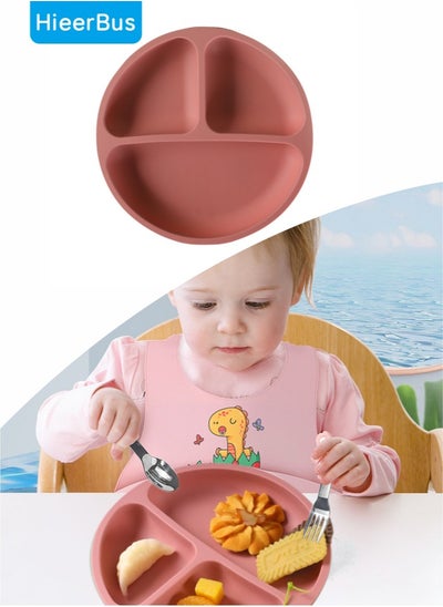 Buy Silicone Feeding Bowl Suction Plates for Babies & Toddlers - 100% Silicone,Non-Toxic BPA Free.(pink) in UAE