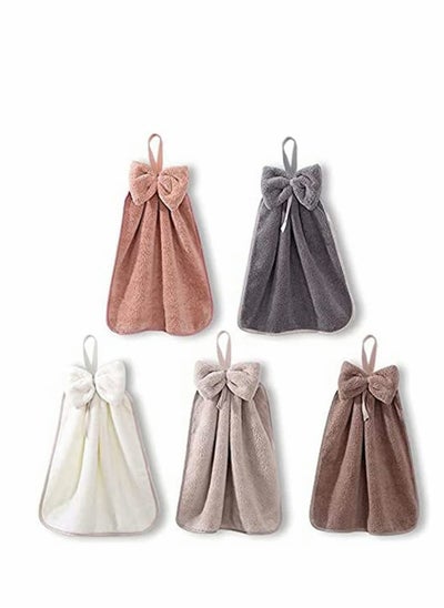 Buy 5 Pack Microfiber Bow Hand Towels Ultra Soft Highly Absorbent and Quick Drying for Home and Spa Machine Washable 5 Colors in UAE