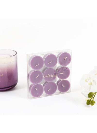 اشتري 9-Piece Cozy Home Cedar Wood Tealight Candle Set, Lilac في الامارات