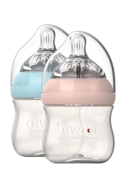 اشتري Aiwibi New Born Baby Feeding Bottles Breast-Like, Closer to Nature-120ML-Pink/Blue-2Pack في الامارات