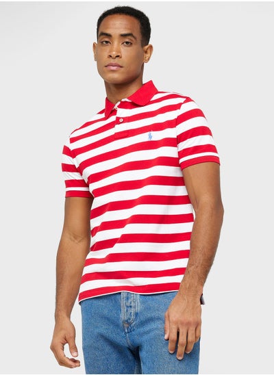 Buy Custom Slim Fit Striped Mesh Polo Shirt in Saudi Arabia