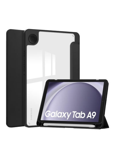 Buy Transparent Hard Shell Back Trifold Smart Cover Protective Slim Case for Samsung Galaxy Tab A9 Black in Saudi Arabia