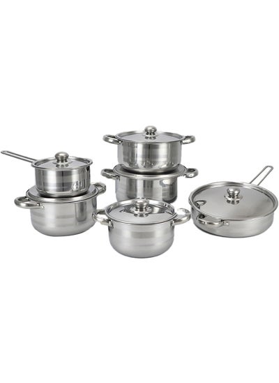 Buy 15 Piece Stainless Steel Stock Pot Frying Pan Cookware Set in Saudi Arabia