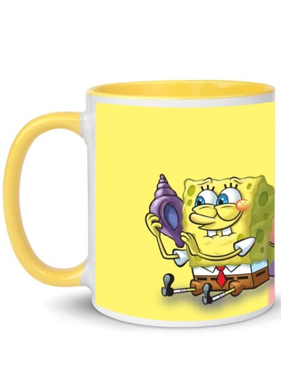 Buy Spongebob And Patrick On Same Printed Coffee Mug For Kids Yellow Handle 11Oz in Saudi Arabia