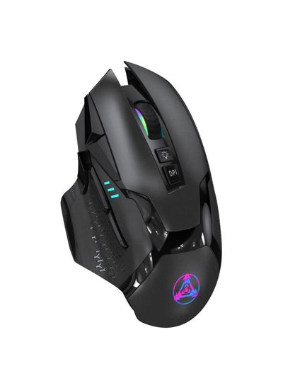 اشتري Rechargeable Wireless Bluetooth Mouse, with 10 Buttons Shortcuts, Thumb Rest 4000DPI, USB-C RGB Silence Ergonomic Design, Colorful LED Lights for Laptop, iPad, MacOS, PC, Windows, Android في الامارات