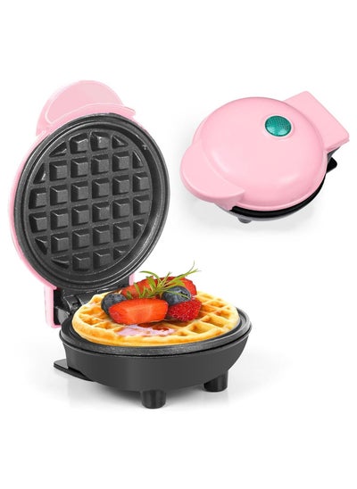 Buy Mini Waffle Maker – Non-Stick, Pancake Maker, Power/Ready Indicator, Compact & Efficient, Pink in UAE