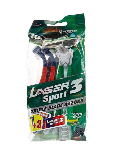 Buy 10 Pieces Sport 3 Firm Grip Tripple Blade Disposable Shaving Razor in UAE