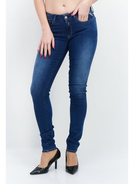 Buy Women Skinny Fit Washed Stretchable Jeans, Mid Indigo in Saudi Arabia