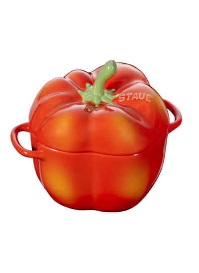 Buy Ceramic Pepper Bowl Red 12 cm – Small Casserole with Non-Stick Coating in UAE