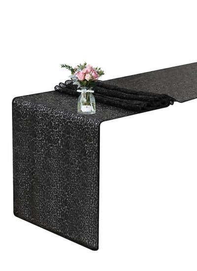 Buy Sequin Table Runner, 3 Pack Satin Table Runner, 12" x 72"Sequin Table Cloth, Rectangle Tables Sparkle Table Covers, for Birthday, Wedding, Banquet, Holiday Party Decorations Baby Shower (Black) in UAE